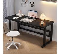 RiouPsithuric Bureau d'ordinateur industriel moderne, poste de travail simple en métal et bois, bureau d'écriture élégant pour bureau à domicile, étude et jeux vidéo, 80 x 50,8 cm (marron)