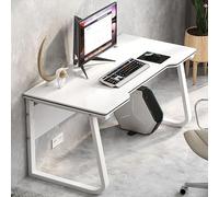 RiouPsithuric Bureau d'ordinateur Industriel Moderne, Table d'écriture en Bois et métal pour Bureau à Domicile, Jeux et études, 80 x 61 cm (Blanc) - Poste de Travail élégant pour Chambre et salo