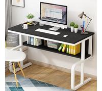RiouPsithuric Bureau d'ordinateur Noir Moderne pour la Maison et Le Bureau - Table d'écriture Simple, Poste de Travail exécutif pour étudier, Jouer et Travailler dans la Chambre ou Le Salon (120