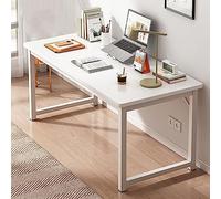 RiouPsithuric Bureau d'ordinateur robuste blanc avec pieds en métal, table d'étude simple pour le travail à domicile, 120 x 60 x 75 cm, bureau d'écriture moderne
