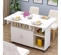 RiouPsithuric Klappbarer Esstisch mit offenem Schrankregal und 6 Rädern, platzsparendes Design für Arbeit, Studium und Essen, Mobil und praktisch (Farbe: A, Größe: 100 cm)