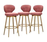 RiouPsithuric Lot de 3 tabourets de Bar en Velours avec Repose-Pieds, tabourets de Bar Roses avec Pieds en métal doré pour îlot de Cuisine, Salle à Manger et pub, Hauteur d'assise 75 cm