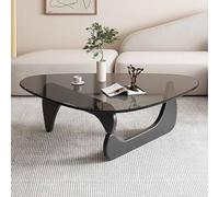 RiouPsithuric Moderner dreieckiger Couchtisch aus der Mitte des Jahrhunderts mit Vintage-Glasplatte und Massivholzbasis für Wohnzimmer, Terrasse Oder Arbeitszimmer, 44,9 x 32,3 x 16 Zoll