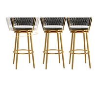 RiouPsithuric Tabourets de Bar pivotants à 360° avec Dossier, Hauteur comptoir, Pieds en métal, Repose-Pieds pour Cuisine, pub, Bistro, Ensemble 3 pièces, Gris, idéal pour îlot Central et Salle