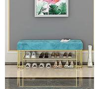 Rious Ranch à chaussures moderne rembourré en velours avec garde-corps confortable Bleu clair 100 x 30 x 45 cm / 39x12x18in
