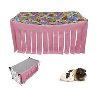 RIOUSSI Cachette d'angle en Polaire pour Cochon d'Inde avec côtés réversibles, cœur/Gris + Rose, 68,6 x 35,6 x 35,6 cm