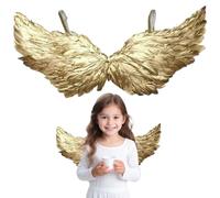 Riouwal Costume d'aile d'ange doré, Plumes dorées, avec Bandes élastiques, Accessoires de Photographie pour Enfants