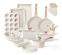 RIOVARM Induction Batteries de cuisine Antiadhésif Sets de poêles et casseroles avec couvercles, PFOA Poêle Set de moules à pâtisserie, Poêle à frire, Casserole avec revêtement en granit