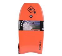 RIP Bodyboard - RIP Reactor EPS 40 + Flat Leash - 6 Combinaisons de Couleurs, CXLPE 4mm Deck,Crescent Tail, Stringer en Fibre, 50/50 Simple Rail - Livré avec plugIdéal pour débutant (Orange/Bleu)