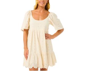 Rip Curl - Robe en coton/lin - San Carlos La Joya S/S Mini W Lily pour Femme en Coton - Taille L - Beige Beige L