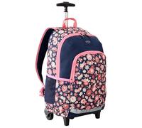 RIP CURL Sac à Dos à roulettes Fille Ozone 30L imprimé Fleuri Marine/Rose - Polyester recyclé - Sac Scolaire Trolley CE2 CM1 CM2