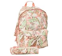 Rip Curl Sac à Dos Fille Dome + Trousse Offerte - Polyester recyclé - Sac Scolaire borne CM1 CM2 Collège - Imprimé Tropical Beige