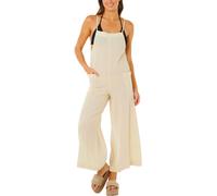 Rip Curl - Salopette en popeline de coton à fines bretelles - Classic Surf Jumpsuit Natural pour Femme en Coton - Taille L - Beige Beige L