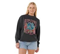 RIP CURL Sunset Relaxed Pullover Crew Fleece Sweatshirt Pull-Over, Noir délavé 253 Summer Classic, L Femme