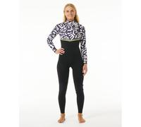 Rip Curl - Women E Bomb 4/3 mm Zip Free Sublimed Wetsuit - Combinaison de surf femme Black / Lime - 12