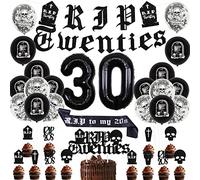 Rip Twenties Décoration de fête d'anniversaire Le Noir 30 ans de décoration d'anniversaire Death To My Youth Ballon Death to My Twenties Décorations 30 ans de fête 30e anniversaire des funérailles
