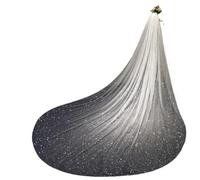 RIPASATEN Voile de Mariée Bling Bling 350 cm Champagne Blanc Scintillant, Voile Long Cathédrale avec Peigne, Finition Pailletée, Idéal pour la Mariée Lors d'un Jour Spécial