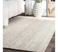 Ripaz Vogue - Tapis de Jute Rectangle Tressé à la Main Farmhouse pour Salon, Couloir, Maison, Bureau - Blanc (60 cm x 240 cm)