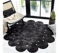 Ripaz Vogue Tapis de Jute Teinture Noire Tressé à la Main Cercle Design Rond pour Salon, Chambre, Couloir, Cuisine (180x180 Cm (6x6 Feet Round))