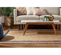Ripaz Vogue Tapis de Sol en Jute Naturelle Beige avec Bordure Bleue tressé à la Main pour Salon, Couloir (1,2 x 1,8 m)