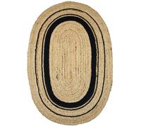 Ripaz Vogue Tapis de Sol en Jute Naturelle Beige avec Noir tressé à la Main pour Salon, Couloir (0,6 x 0,9 m)