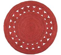 Ripaz Vogue Tapis en Jute tressé à la Main - Motif Cercles - pour décoration d'intérieur - 60 x 60 cm - Rouge