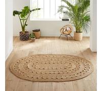 Ripaz Vogue Tapis Ovale en Jute Naturelle tressé à la Main pour décoration d'intérieur, Salon, Couloir - 120 x 180 cm