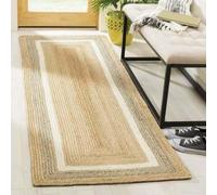 Ripaz Vogue Tapis rectangulaire en jute naturelle tressé à la main pour couloir et salon (75 x 180 cm)