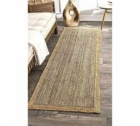 Ripaz Vogue Tapis rectangulaire en Jute tressé à la Main avec Bordure Grise et Beige pour Couloir (90 x 270 cm)