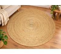 Ripaz Vogue Tapis rond en jute naturelle tressé à la main - Tapis rustique de style rustique pour salon, couloir, chambre à coucher, 270 cm, rond