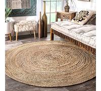 Ripaz Vogue Tapis Rond tressé en Jute pour Salon, Chambre à Coucher, Cuisine, Couloir (Beige, 200 x 200 cm)