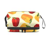 Ripen Bell Peppers Trousse de toilette double couche pour femmes et filles, trousse de toilette de voyage, trousse de maquillage pratique avec compartiment à pinceaux, multicolore, 27x15x14