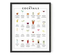 RipGrip Haus and Hues Art mural encadré à l'alcool, barre de menu, œuvre d'art encadrée, décoration de bar, images de cuisine, affiches de dortoir universitaire (noir, 40,6 x 50,8 cm)