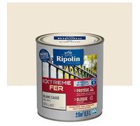 RIPOLIN - Peinture pour Fer Extérieur - Glycéro Antirouille - Sous-couche intégrée - Application directe sur Rouille - Résistante aux Intempéries, UV et Chocs - Brillant - 0,5L - Blanc Cassé RAL 1013