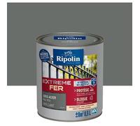 RIPOLIN - Peinture pour Fer Extérieur - Glycéro Antirouille - Sous-couche intégrée - Application directe sur Rouille - Résistante aux Intempéries, UV et Chocs - Brillant - 0,5L - Gris Acier RAL 7012