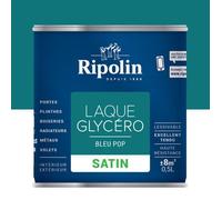 RIPOLIN Laque Glycéro Déco pour Intérieur & Extérieur - Bleu Pop Satin, 0,5L
