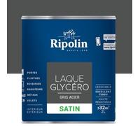 RIPOLIN Laque Glycéro Déco pour Intérieur & Extérieur - Gris Acier Satin 2L