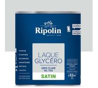 RIPOLIN Laque Glycéro Déco pour Intérieur & Extérieur - Gris Clair Ral 7035 Satin, 2L