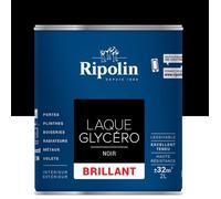 RIPOLIN Laque Glycéro Déco pour Intérieur & Extérieur - Noir Brillant, 2L