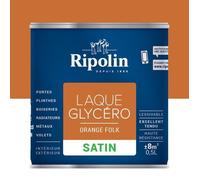 RIPOLIN Laque Glycéro Déco pour Intérieur & Extérieur - Orange Folk Satin, 0,5L