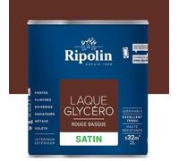 RIPOLIN Laque Glycéro Déco pour Intérieur & Extérieur - Rouge Basque Satin, 2L