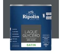 RIPOLIN Laque Glycéro Satin Gris Acier 2 L