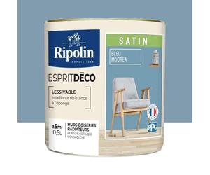 RIPOLIN Peinture acrylique Esprit Déco Satin Bleu Moorea 0,5 L