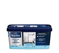 RIPOLIN - Peinture Anti-Humidité Intérieur - Haute Protection pour Murs Sujets aux Infiltrations d'Eau - Protège des Moisissures - Microporeuse & Lessivable - Satin - 2,5L - Blanc