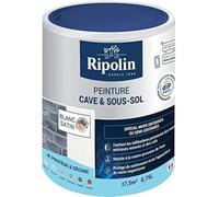 RIPOLIN - Peinture Cave & Sous-sol Intérieur - Résiste à la contre-pression de l'eau - Anti-Suintement & Anti-Moisissures - Microporeuse - Anti-infiltrations - Lessivable - Satin - 0,75L - Blanc
