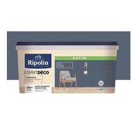RIPOLIN Peinture Couleur Satin Ultra Couvrante pour Cuisine, Chambre, Salon, Salle, Entrée, Couloir - Bleu seram