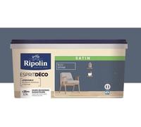 RIPOLIN Peinture Couleur Satin Ultra Couvrante pour Cuisine, Chambre, Salon, Salle, Entrée, Couloir - Bleu seram