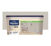 RIPOLIN - Peinture Intérieure Multi-Supports - Murs, Boiseries & Radiateurs - Ultra-Couvrante - Lessivable - Application Facile - Ecolabel - Satin - 2,5L - Gris Cetus