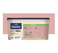 RIPOLIN - Peinture Intérieure Multi-Supports - Murs, Boiseries & Radiateurs - Ultra-Couvrante - Lessivable - Application Facile - Ecolabel - Satin - 2,5L - Rose Jabadao