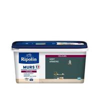 RIPOLIN - Peinture Intérieure Multi-Supports - Murs, Boiseries & Radiateurs - Ultra couvrante - Monocouche - Confort d'application - Aspect Velours - Vert Armerie - 2,5L